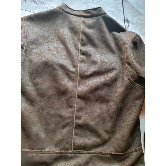 Men’s Large Vintage? Motorcycle Jacket Faux Suede and Fur Lightweight - Picture 12 of 13